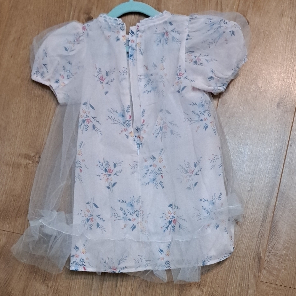 Floral Puff Sleeve Kids Dress - Picture 2 of 3